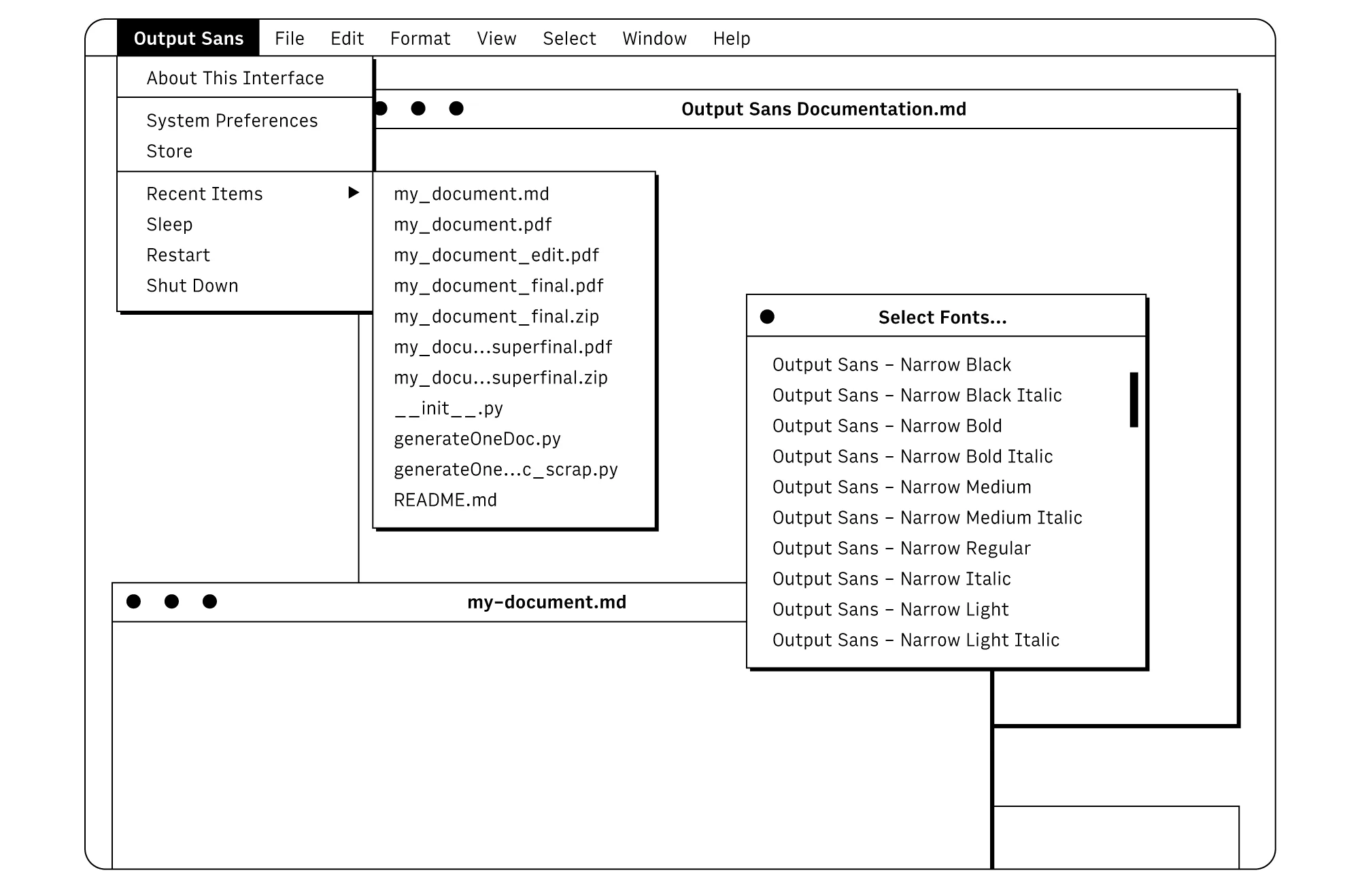Output in a user interface