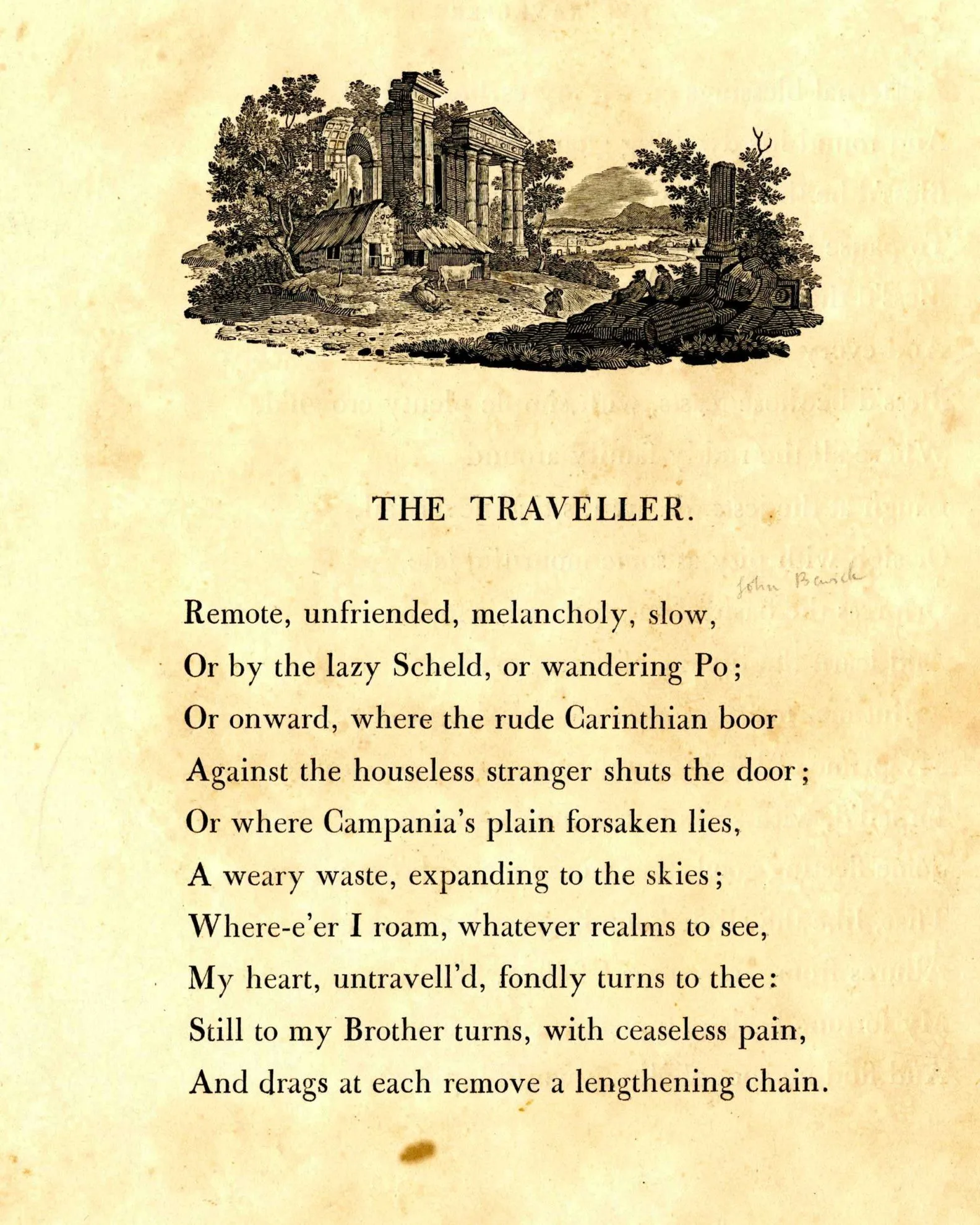 A page from Poems by Goldsmith & Parnell, 1795.